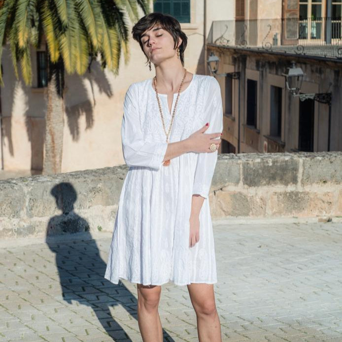 Anarkali cotton embdrodied dress