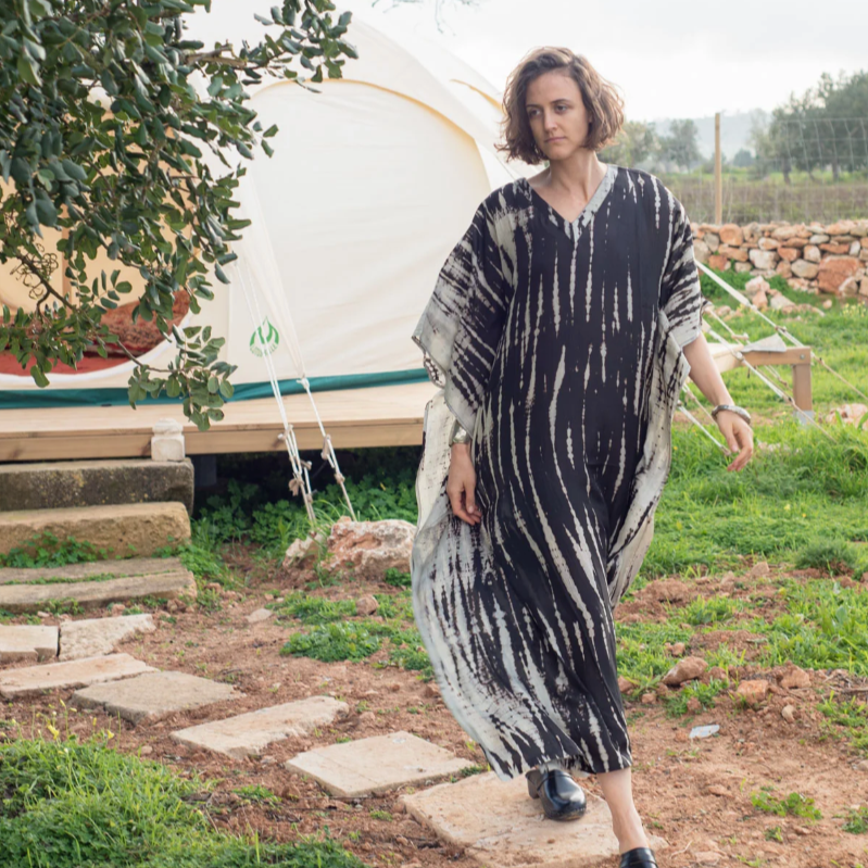Shibori Silk Kaftan