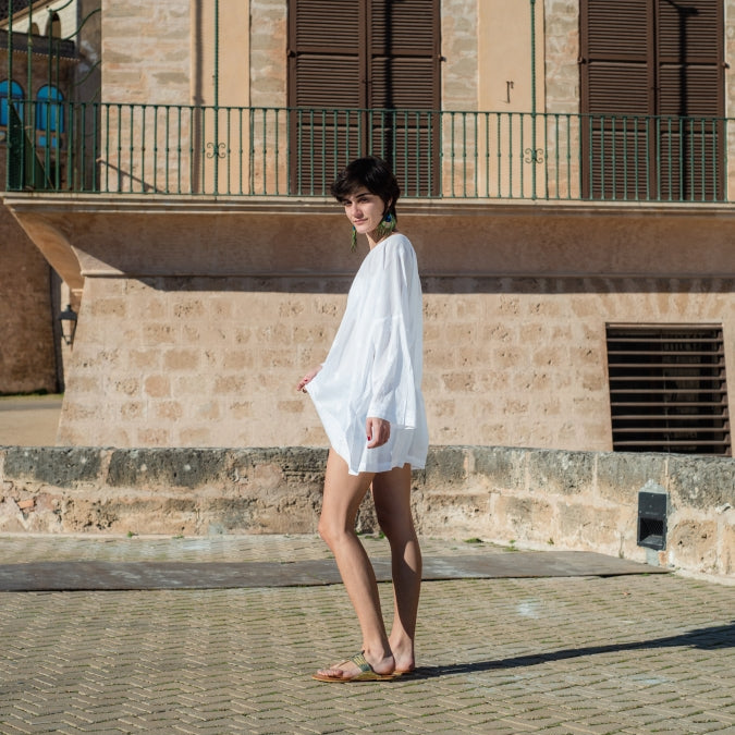 Aleta oversize embroidered cotton Top