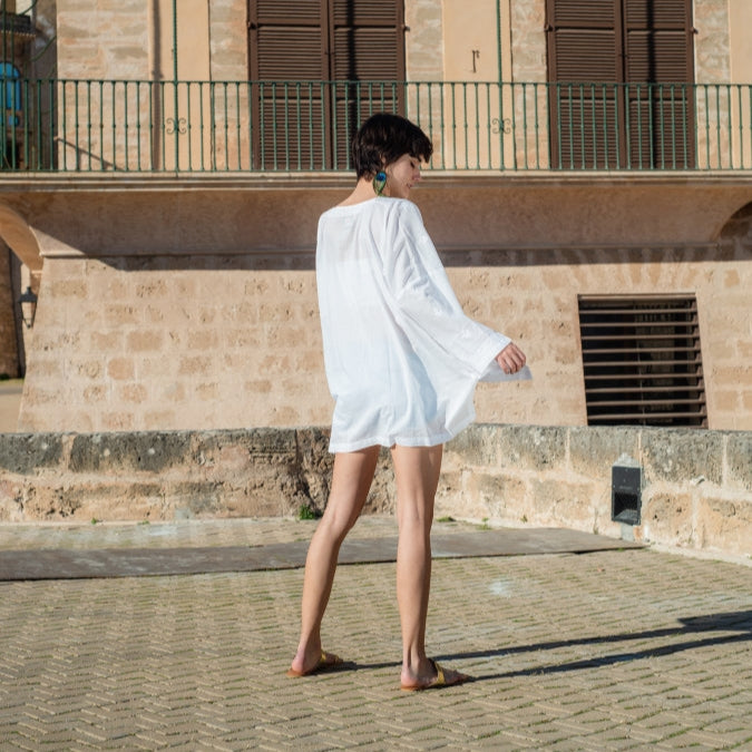 Aleta oversize embroidered cotton Top