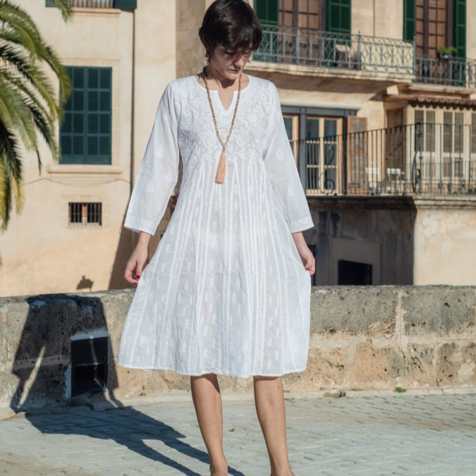 Anarkali long cotton embroidered dress