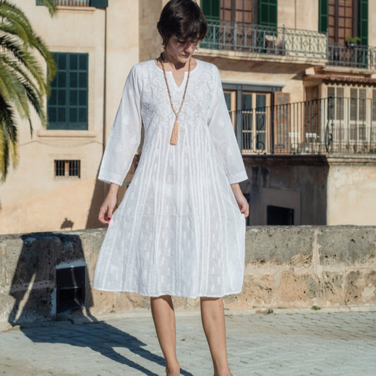 Anarkali long cotton embroidered dress