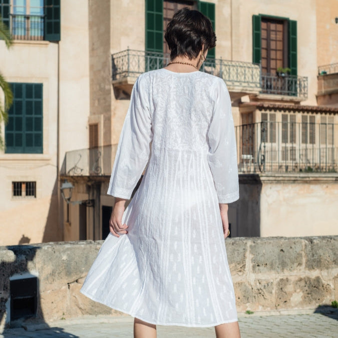 Anarkali long cotton embroidered dress