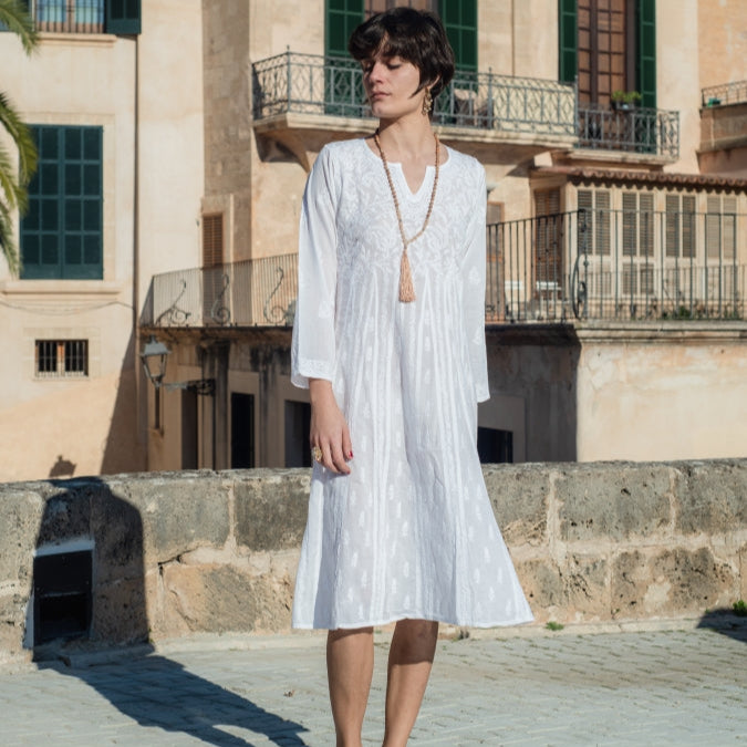 Anarkali long cotton embroidered dress