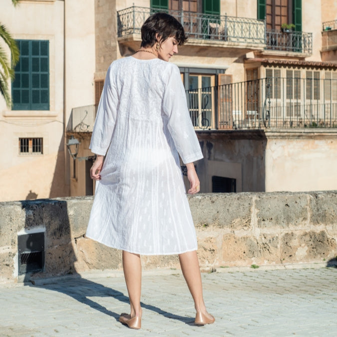 Anarkali long cotton embroidered dress