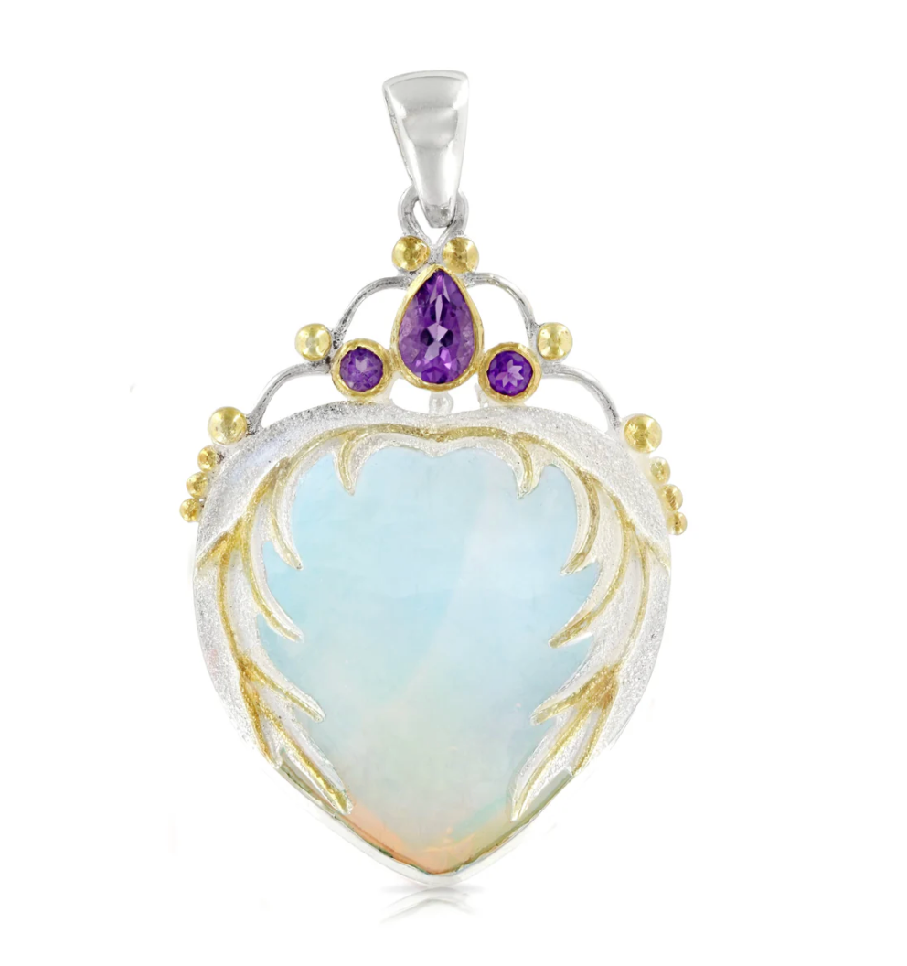 The Angel Heart Pendant | Opalite & Amethyst