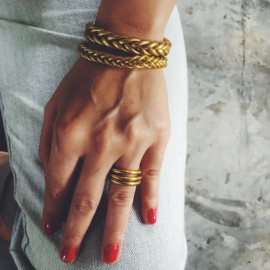 GOLD LEAF TEMPLE BANGLE | BRAIDED